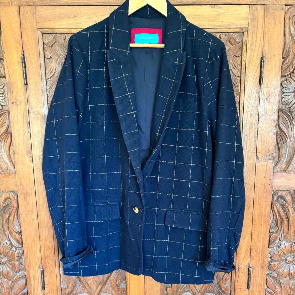 Draper James Navy Windowpane Blazer